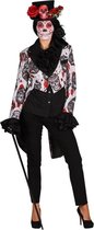 Lady's jacket, slipjas gevoerd met Mexican Skullprint, zwart-wit