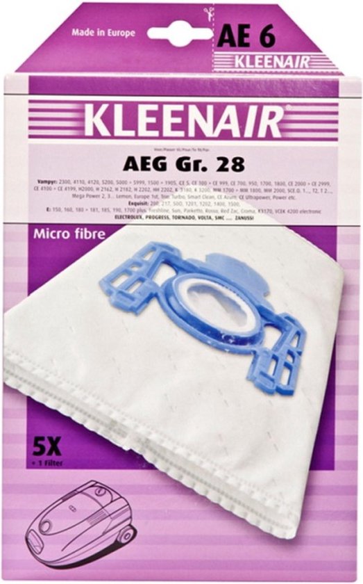 Kleenair SMS Stofzuigerzakken - AEG AE-6 - 4 stuks + 1 Filter