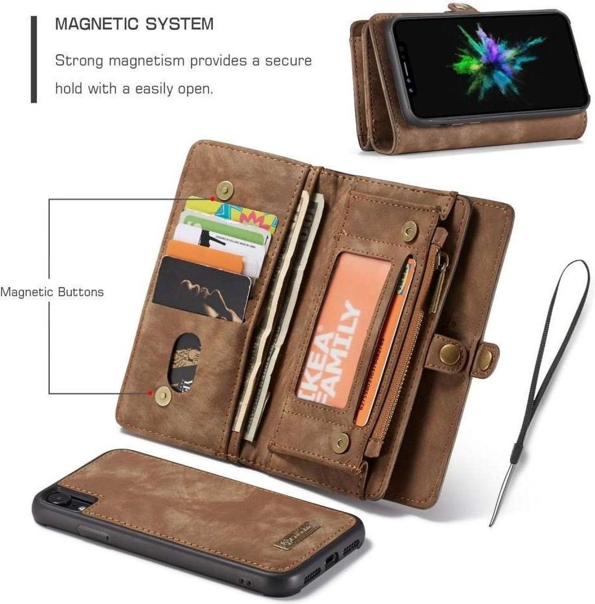 Étui portefeuille en cuir de Luxe CASEME Apple iPhone Xr - avec coque ...