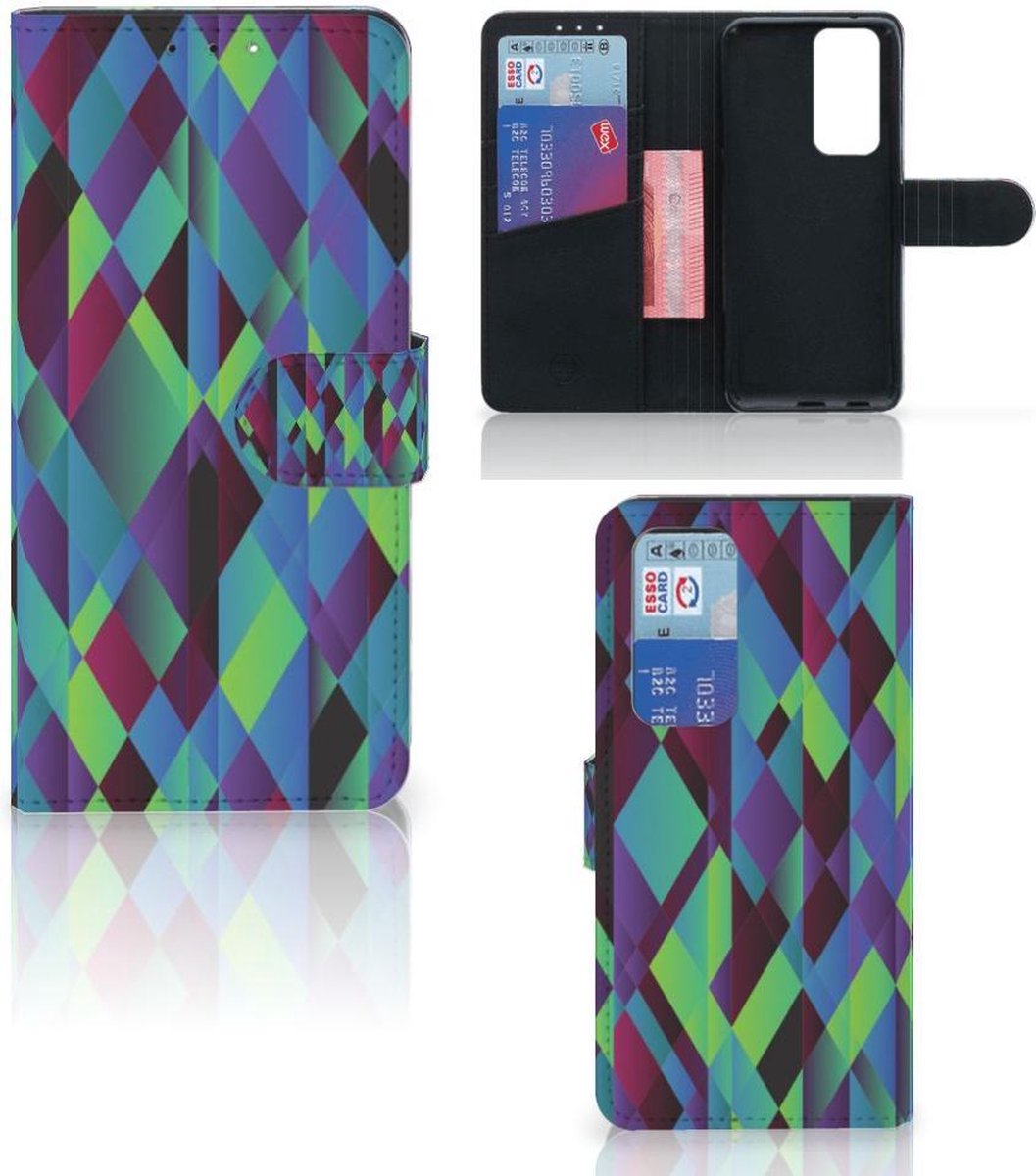 OPPO Find X3 Neo 5G Book Case Abstract Green Blue