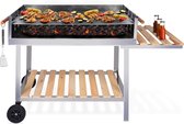 Bol.com BBQ Collection Houtskool Barbecue – Trolley met Zijtafel – Grill op Wielen – RVS – 2 Roosters – 98 x 56 x 85 CM aanbieding
