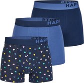 Happy Shorts 3-Pack Boxershorts Heren D841 Hartjes Donkerblauw -  XXL