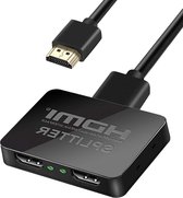 hdmi splitter 1 in 2 uit - HDMI Splitter, HDMI Switch 4K, 1 op de 2 Out 1 x 2 HDMI Splitter 1-2 Amplifier Ondersteunt 4K 3D HD1080P HDMI switcher voor PS4 HDTV Blu-ray-speler HDMI-hub