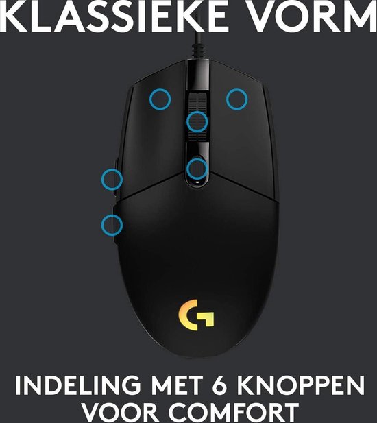 Logitech G203 LIGHTSYNC - Bedrade Gaming Muis - RGB verlichting - Zwart
