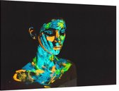 Vrouw glow in the dark - Foto op Canvas - 90 x 60 cm