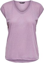 Onlsilvery S/s V Neck Lurex Top Jrs 15136069 Lavender Frost