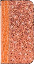 Samsung Galaxy J6 Plus (2018) Hoesje - Mobigear - Croco Glitter Serie - Kunstlederen Bookcase - Oranje - Hoesje Geschikt Voor Samsung Galaxy J6 Plus (2018)