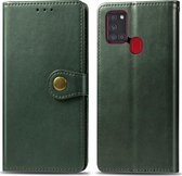 Samsung Galaxy A21s Hoesje - Mobigear - Snap Button Serie - Kunstlederen Bookcase - Groen - Hoesje Geschikt Voor Samsung Galaxy A21s