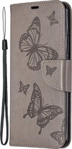 Xiaomi Redmi 9 Hoesje - Mobigear - Butterfly Serie - Kunstlederen Bookcase - Grijs - Hoesje Geschikt Voor Xiaomi Redmi 9