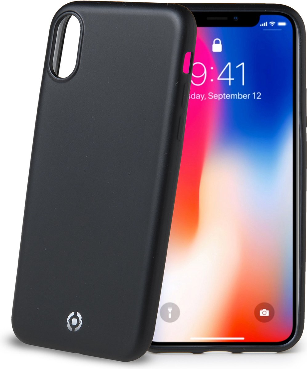 Celly - SoftMatt Back Cover iPhone X/Xs - Kunststof - Zwart -