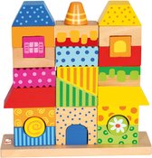 Bino Blokkenset Stapelend Huis Junior 23 Cm Hout 27-delig
