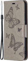 Samsung Galaxy A02s Hoesje - Mobigear - Butterfly Serie - Kunstlederen Bookcase - Grijs - Hoesje Geschikt Voor Samsung Galaxy A02s