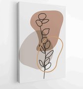 Botanical wall art vector set. Earth tone boho foliage line art drawing with abstract shape. 4 - Moderne schilderijen – Vertical – 1825140161 - 80*60 Vertical