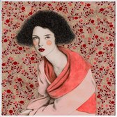 JUNIQE - Poster met kunststof lijst Anastasia -30x30 /Rood & Roze