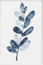 JUNIQE - Poster in kunststof lijst Blue Plant -40x60 /Blauw & Wit