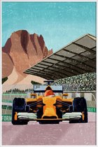 JUNIQE - Poster in kunststof lijst Formule 1 -20x30 /Blauw & Bruin