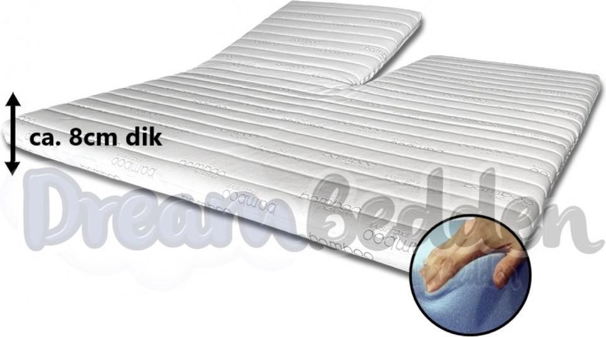 Bamboo Splittopper 160x210 Koudschuim HR55 Bamboo Exclusive Anti Allergie Ca. 8cm dik Wit