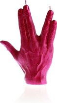Hoogglans roze gelakte Candellana figuurkaars, design: Hand SPCK  Hoogte 18 cm (30 uur)