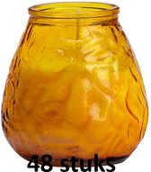 48 stuks low boys transparant amber glazen terras- tuinkaarsen 100/100 (70 uur)
