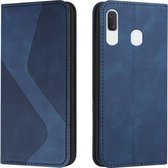 Voor Samsung Galaxy A20e Huid Voel Magnetisch S-type Effen Kleur Horizontale Flip Lederen Case met Houder & Kaartsleuf & Portemonnee (Blauw)