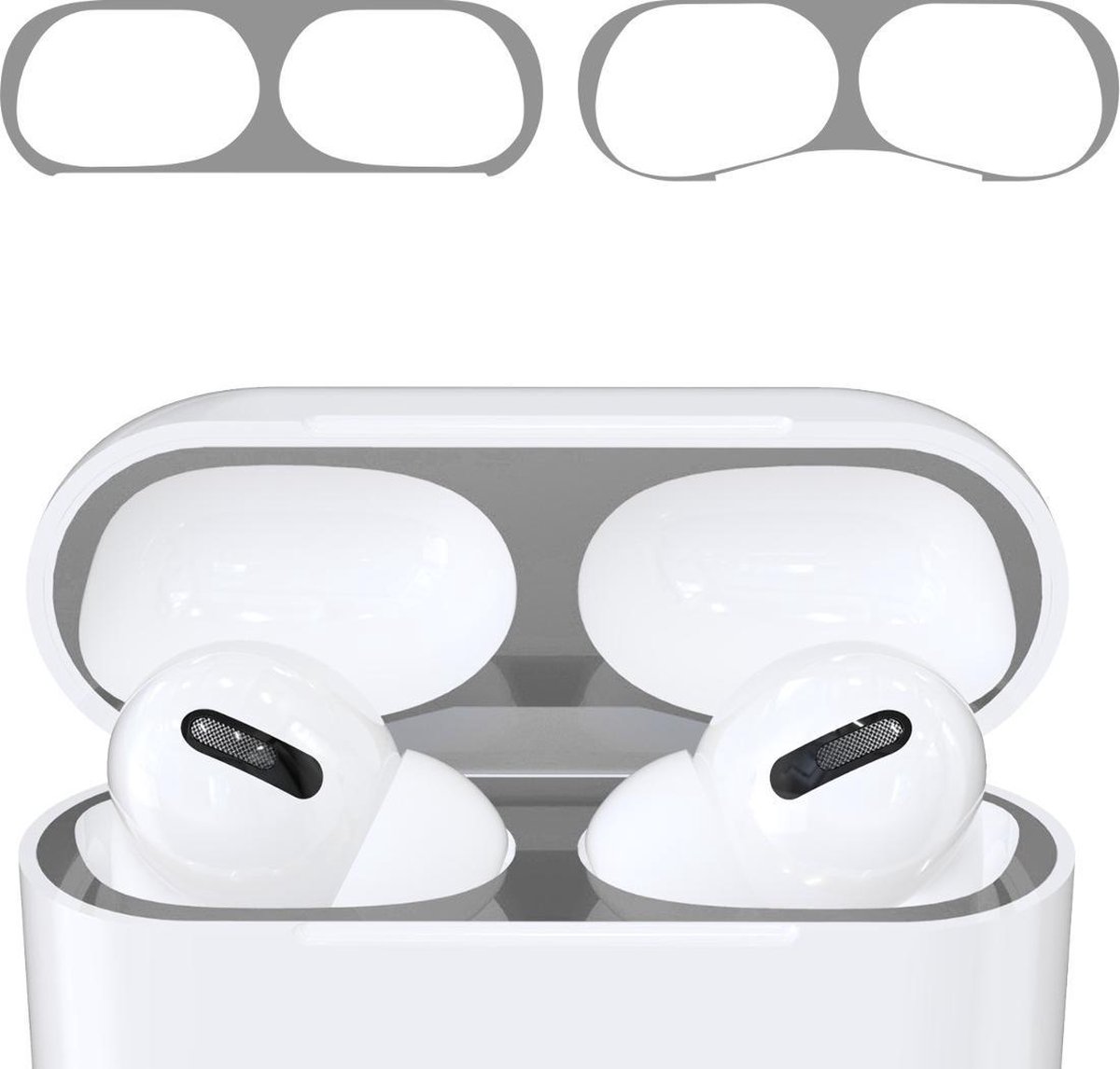 kwmobile anti-stof sticker voor Apple AirPods Pro - Stofbeschermer in zilver
