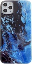 Marmeren abstracte volledige dekking IMD TPU schokbestendige beschermende telefoonhoes voor iPhone 12 Mini (blauw zwart)
