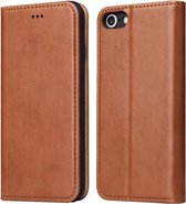 Fierre Shann PU lederen textuur horizontale flip lederen tas met houder & kaartsleuven & portemonnee voor iPhone 8/7 / SE 2020 (bruin)