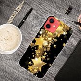 Schokbestendig geverfd transparant TPU-beschermhoesje voor iPhone 12 mini (gouden ster)