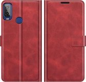 Voor Alcatel 1L 2021 Retro Kalfspatroon Gesp Horizontale Flip Leren Case met Houder & Kaartsleuven & Portemonnee (Rood)