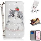 Voor Galaxy Note 10 Lite / A81 3D Schilderen Horizontale Flip Leren Case met Houder & Kaartsleuf & Portemonnee & Lanyard (Leuke kat)