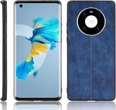 Voor Huawei Mate 40 Schokbestendig Naaien Koe Patroon Huid PC + PU + TPU Case (Blauw)