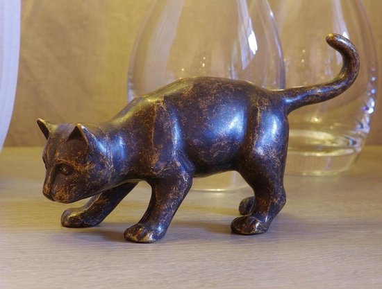 Statue de jardin - statue en bronze - Chat / chat marron - Bronzartes - hauteur 13 cm