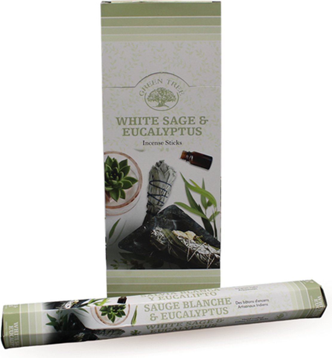 Green Tree White Sage & Eucalyptus Wierook Stokjes - 6 Pakjes - 120 Stuks