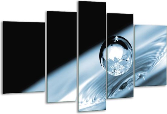 Glasschilderij Macro - Blauw, Zwart - 170x100cm 5Luik - Foto Op Glas - Geen Acrylglas Schilderij - 6000+ Glasschilderijen Collectie - Wanddecoratie