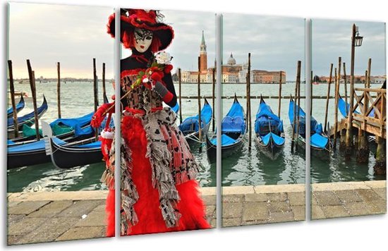 Glas schilderij Venetië, Masker | Rood, Blauw, Grijs | | Foto print op Glas |  F007115