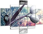 Glasschilderij -  Bloemen, Tulpen - Grijs - 100x70cm 5Luik - Geen Acrylglas Schilderij - GroepArt 6000+ Glasschilderijen Collectie - Wanddecoratie- Foto Op Glas