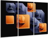 Glasschilderij Art - Oranje, Zwart, Grijs - 120x80cm 3Luik - Foto Op Glas - Geen Acrylglas Schilderij - GroepArt 6000+ Glas Art Collectie - Maatwerk Mogelijk