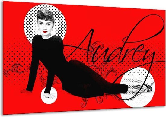 Canvas schilderij Audrey | Zwart, Wit, Rood |