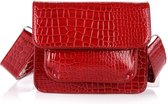 Yoonz - Crossbody Tas - Flap Met Magneetsluiting - Afneembaar En Verstelbaar Hengsel - Glimmende Croco Print - Rood