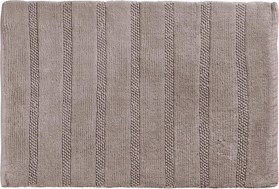 Differnz Stripes badmat geschikt voor vloerverwarming – 100% katoen – Taupe – 45 x 75 cm
