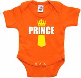 Koningsdag romper Prince met kroontje oranje - babys - Kingsday romper / kleding 92