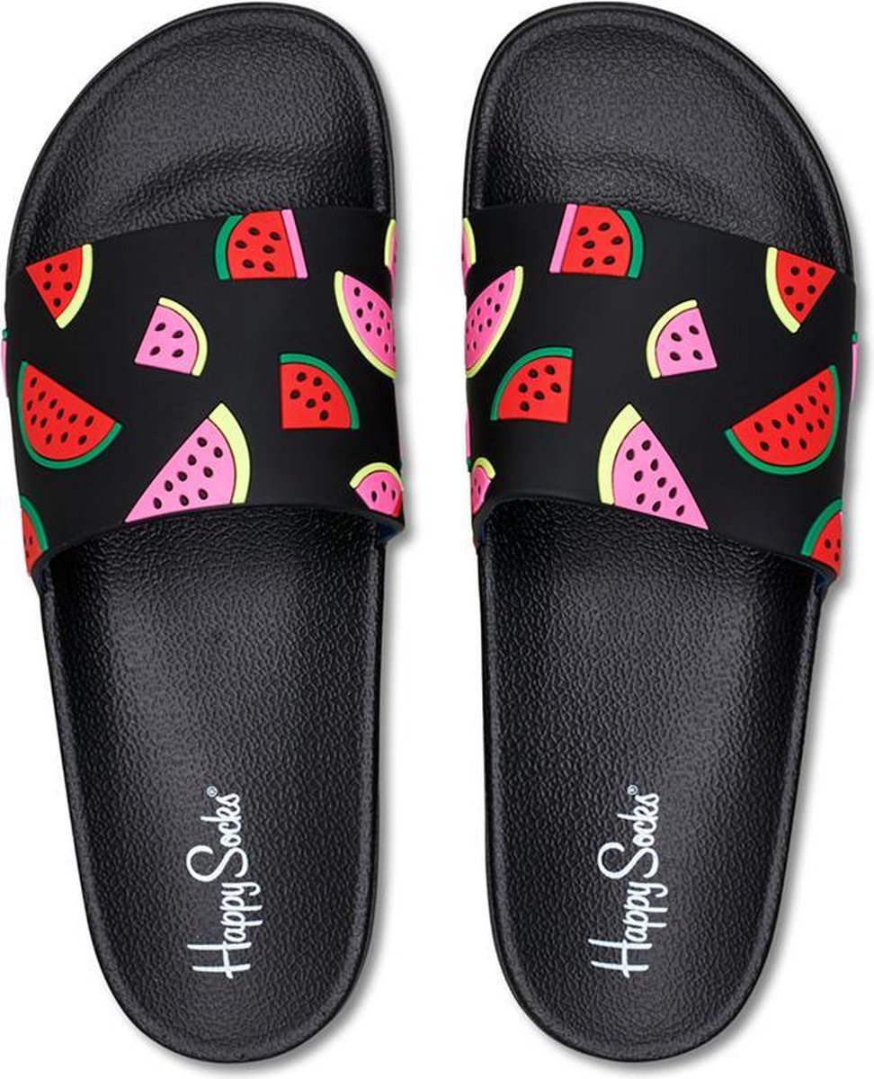 Happy Socks unisex slippers watermelon zwart