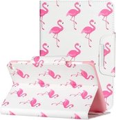 Voor Amazon Kindle Fire HD 8 (2020) Gekleurde tekening patroon Horizontale flip lederen tas met houder & kaartsleuven & portemonnee (rode flamingo)
