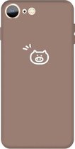 Voor iPhone SE 2020/8/7 Small Pig Pattern Colorful Frosted TPU telefoon beschermhoes (kaki)