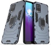 Voor vivo V20 PC + TPU schokbestendige beschermhoes met magnetische ringhouder (marineblauw)