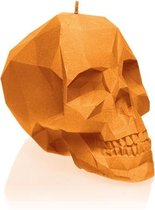 Oranje gelakte Candellana figuurkaars, design: Schedel Poly (S) Hoogte 7 cm (32 uur)