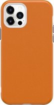 Zakelijke stijl PU + pc-beschermhoes voor iPhone 12 Pro Max (oranje)