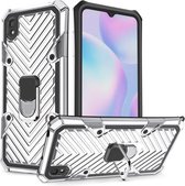 Voor Xiaomi Redmi 9A Cool Armor PC + TPU schokbestendig hoesje met 360 graden rotatie ringhouder (zilver)