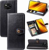 Voor Xiaomi Poco X3 NFC Retro effen kleur lederen gesp telefoonhoes met lanyard & fotolijst & kaartsleuf & portemonnee & standaardfunctie (zwart)