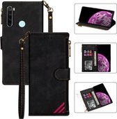 Voor Xiaomi Redmi Note 8 Rits Multi-kaartsleuven Horizontale flip PU lederen tas met houder & kaartsleuven & portemonnee & lanyard & fotolijst (zwart)